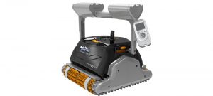 Robot pulitore per piscine con telecomando.